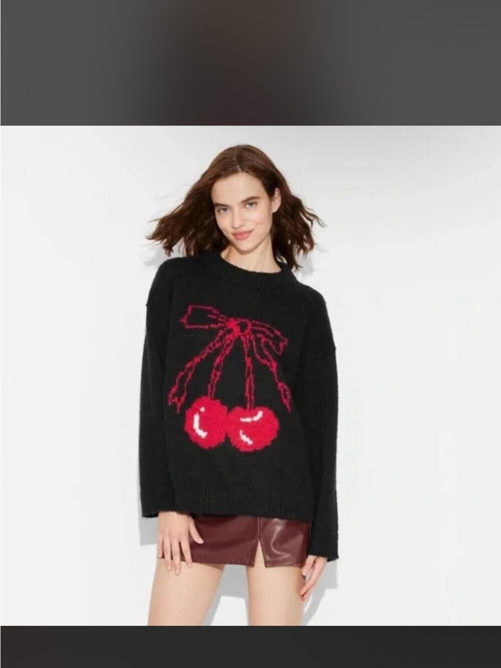 Target Black Cherry Graphic Knit Sweater - Women's